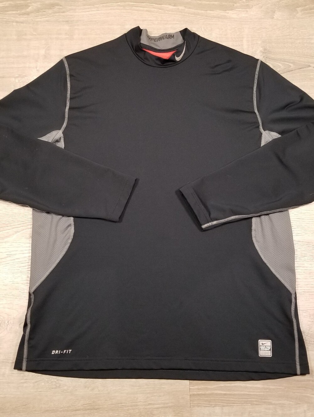 Nike Pro Combat Hyperwarm Dri Fit Long Sleeve Shirt Mens XXL Black Fitted